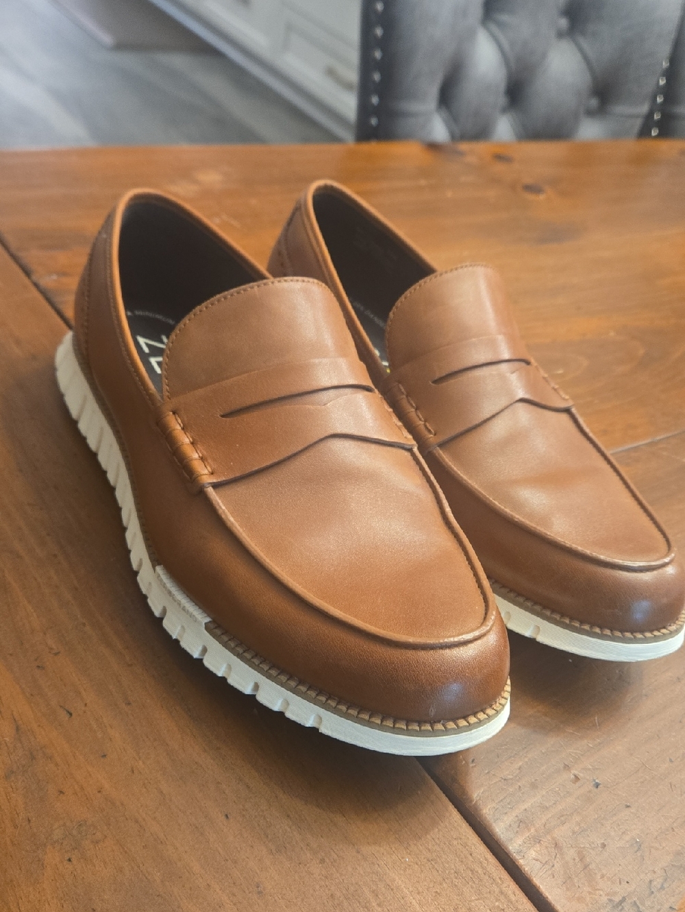 Like New Mens Cole Haan Zero Grande Tan Leather Loafers Size 12wide